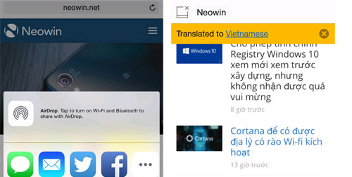 Cách dịch ngôn ngữ trang web khi dùng Safari trong iOS 8